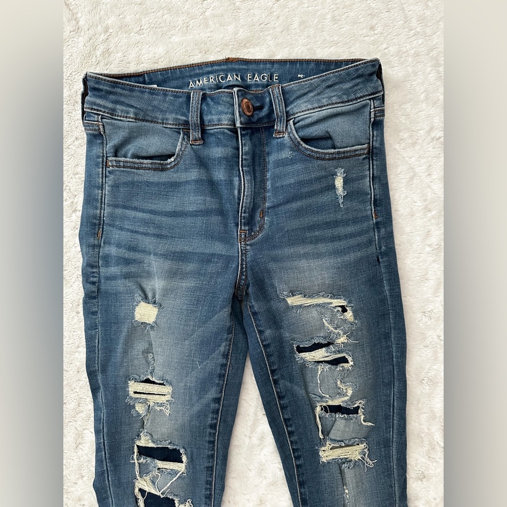 Ae Next Level Stretch High Rise Patchwork Distres… - image 5